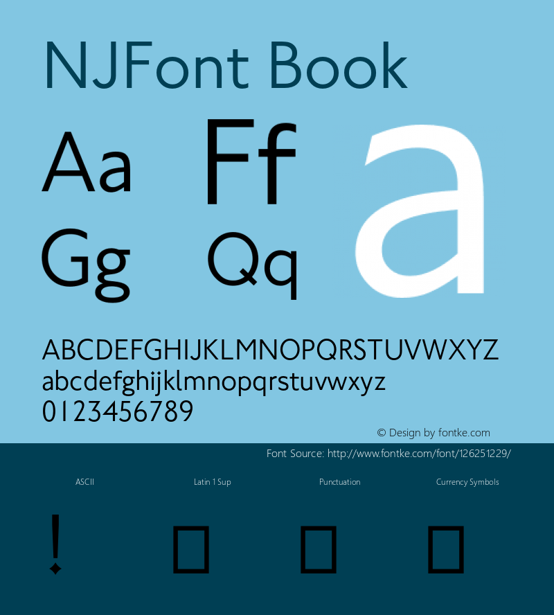 NJFont Book Version 1.11 Font Sample