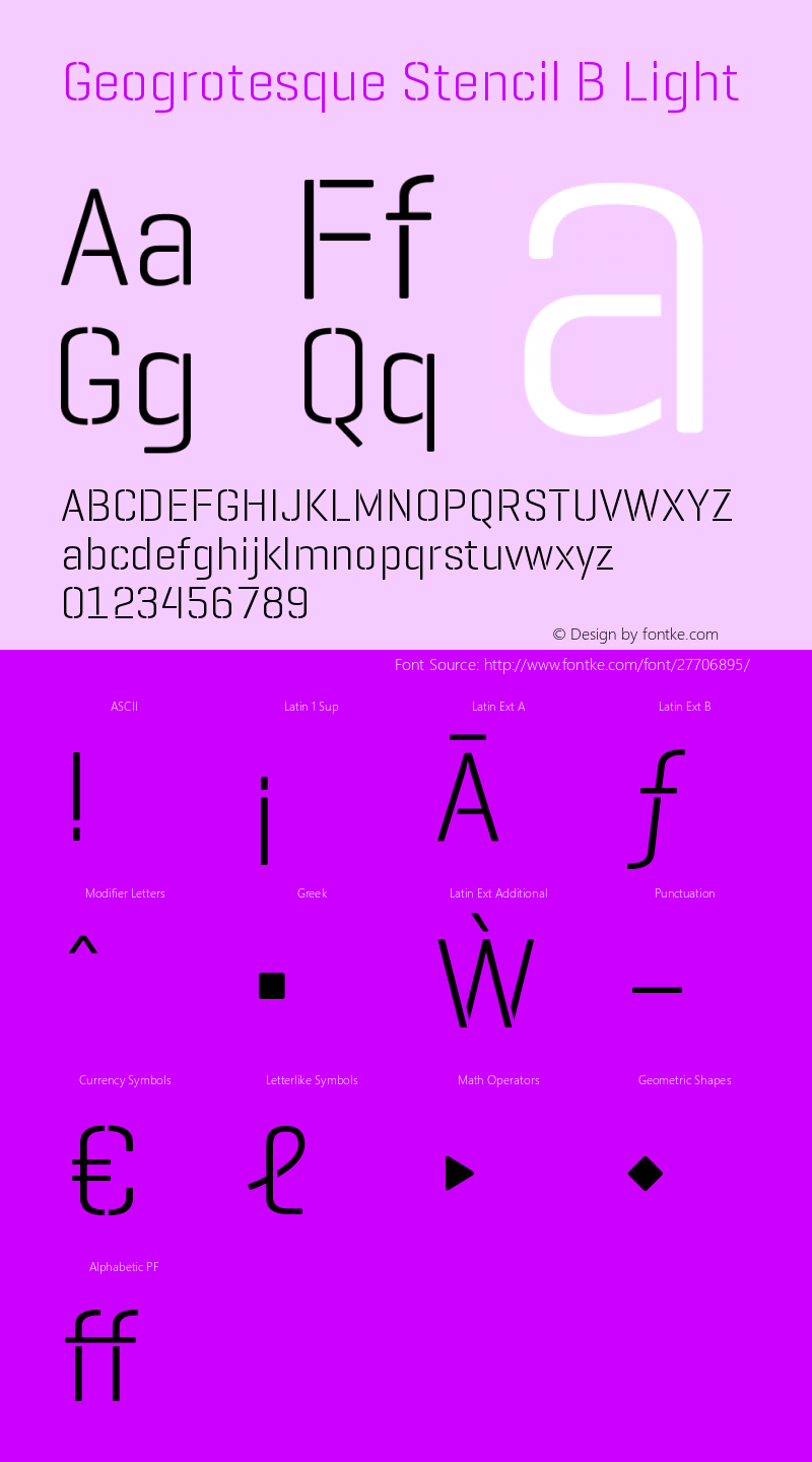 GeogrotesqueStencilB-Lg Version 1.000 Font Sample