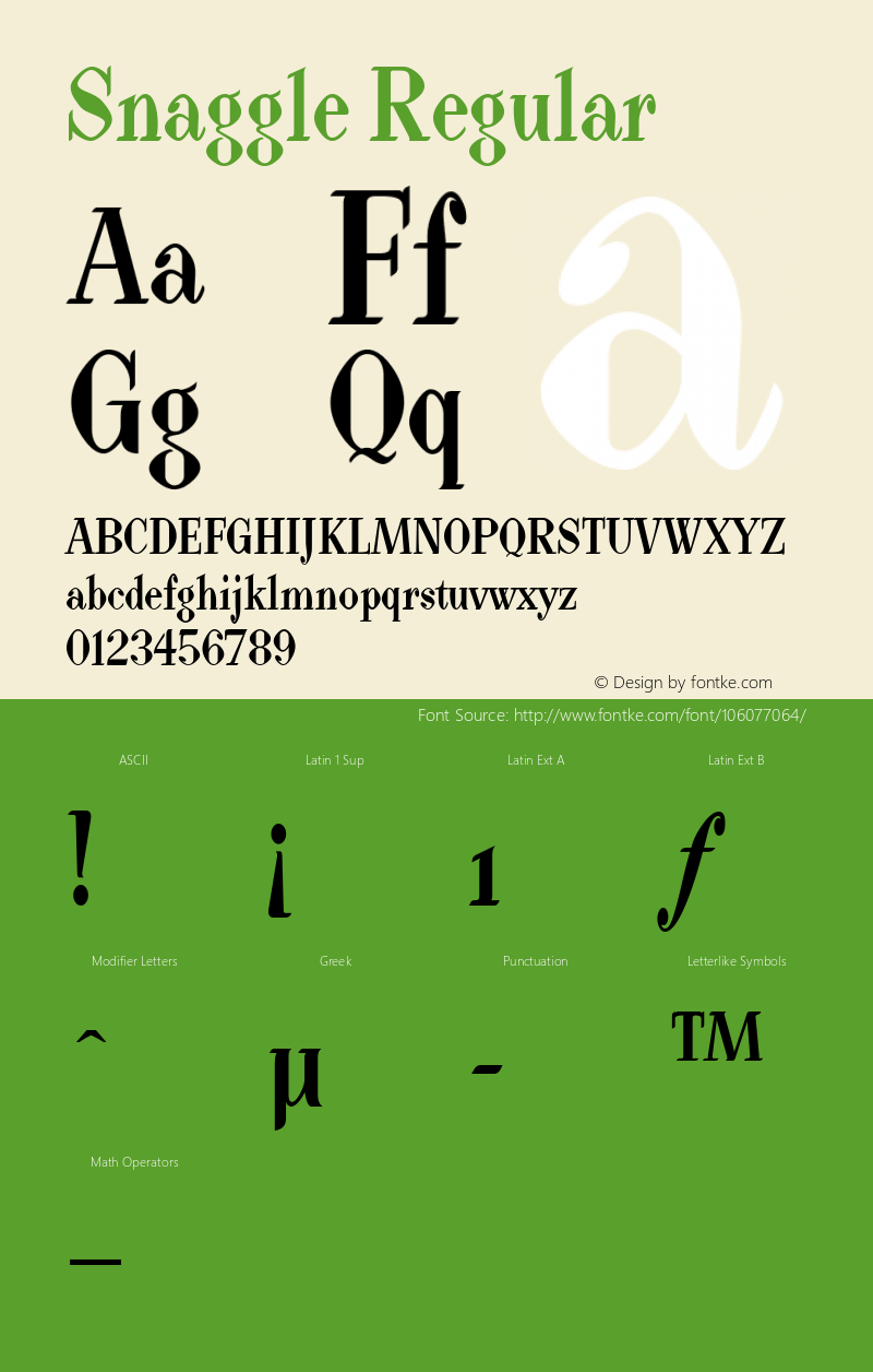 Snaggle W05 Regular Version 4.10 Font Sample