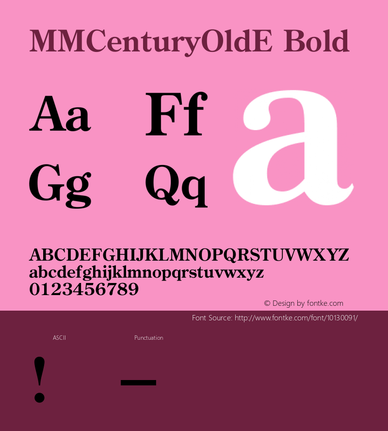 MMCenturyOldE Bold Version 2.4.0 Font Sample
