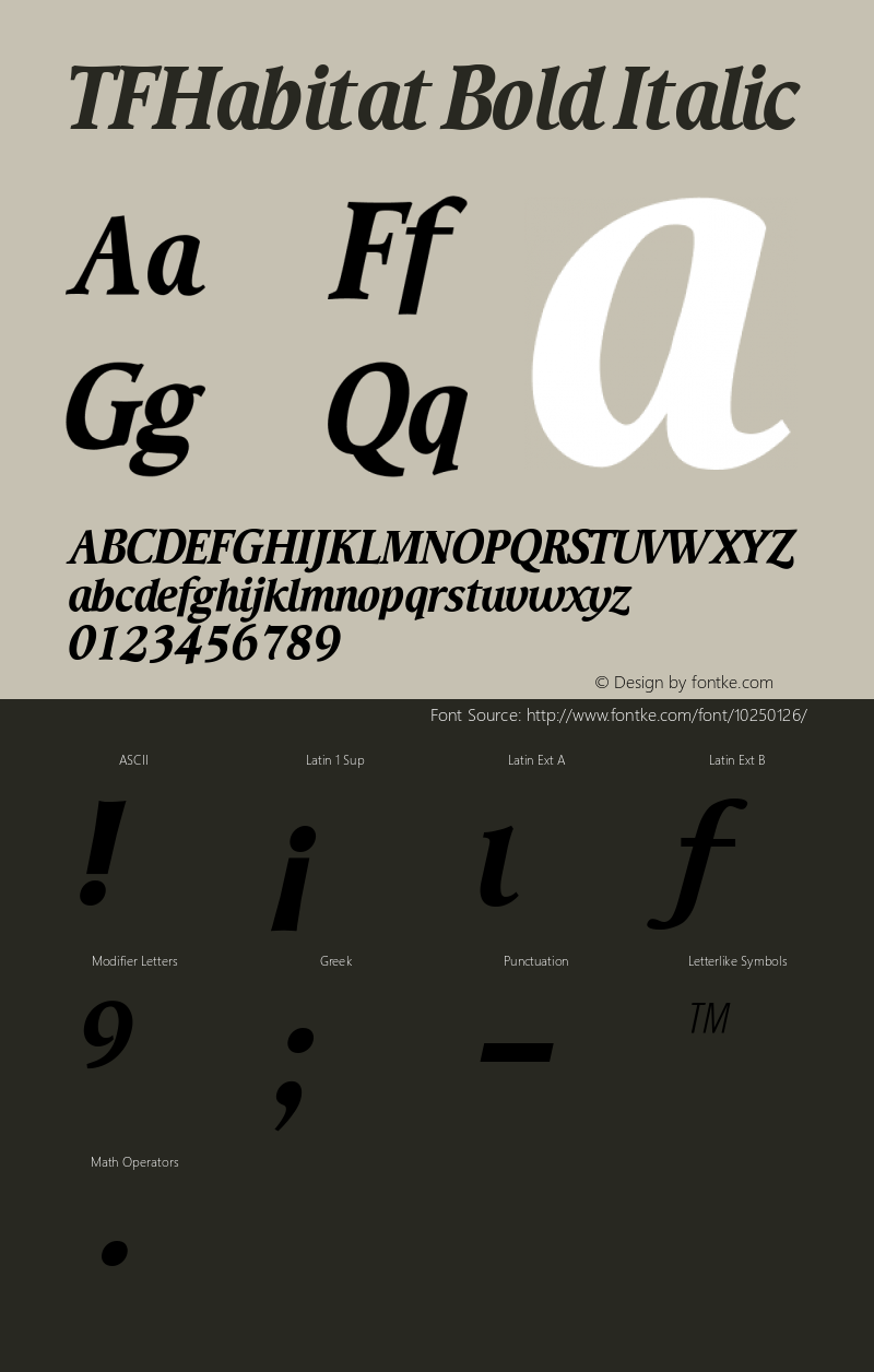 TFHabitat Bold Italic Version 001.000 Font Sample