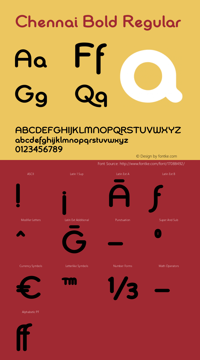 Chennai Bold Regular Version 1.00 Font Sample