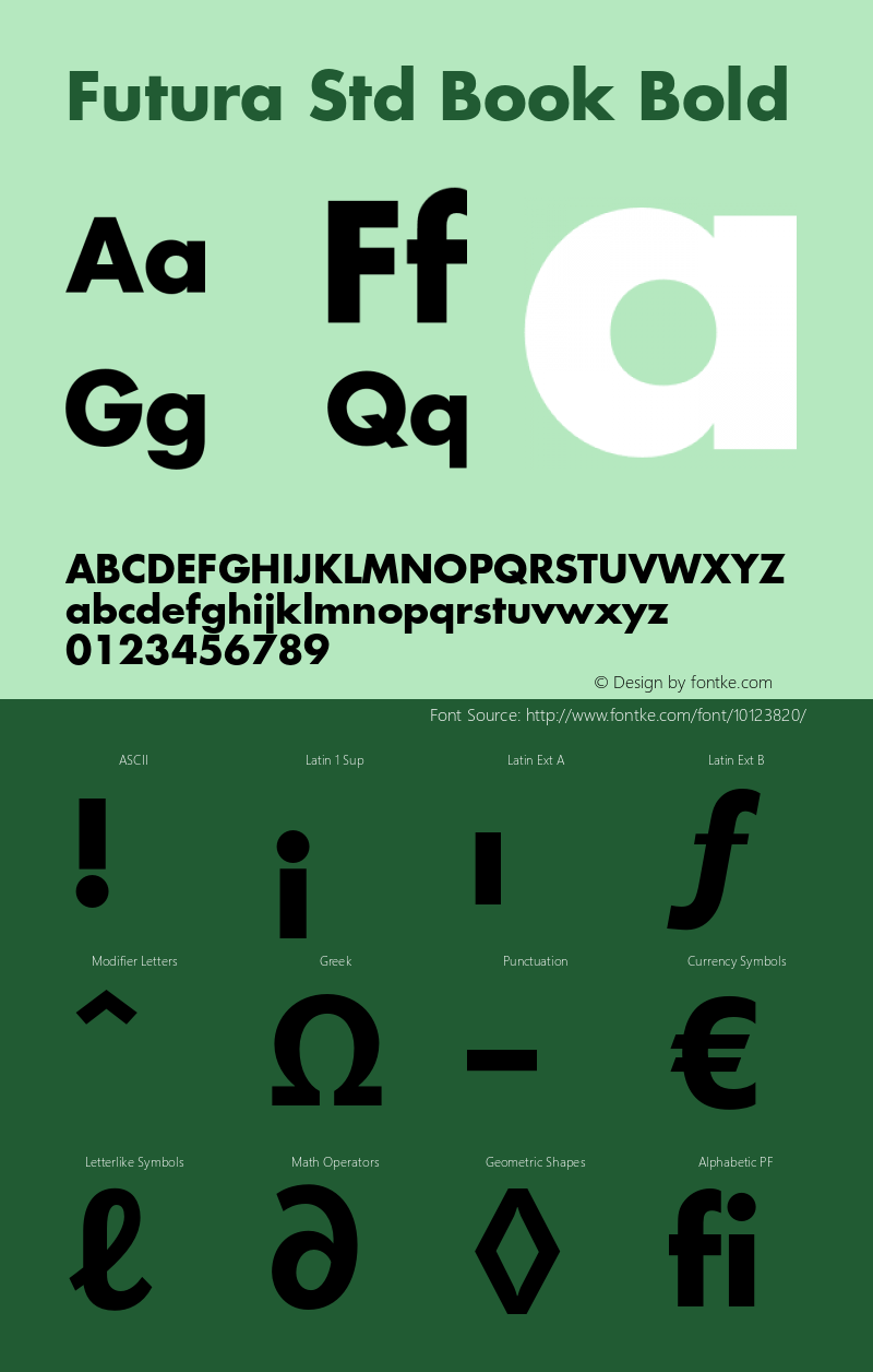 Futura Std Book Bold OTF 1.029;PS 001.003;Core 1.0.33;makeotf.lib1.4.1585 Font Sample