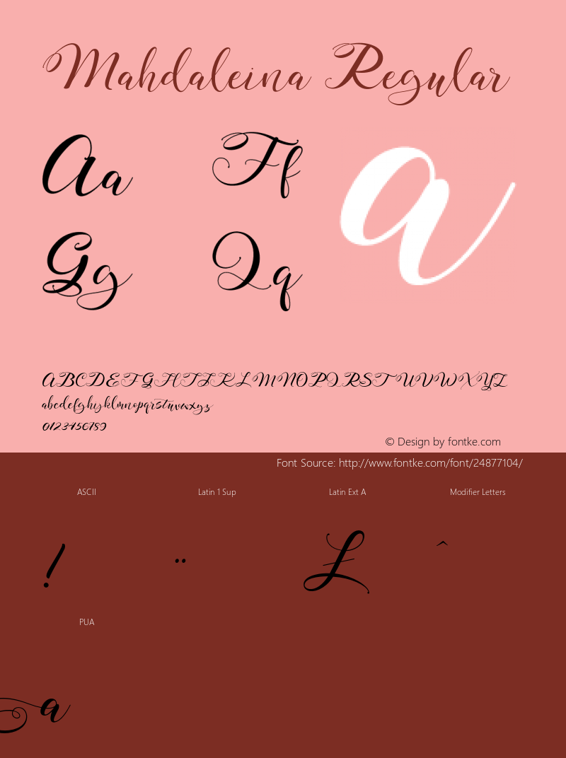 Mahdaleina Version 1.000 Font Sample