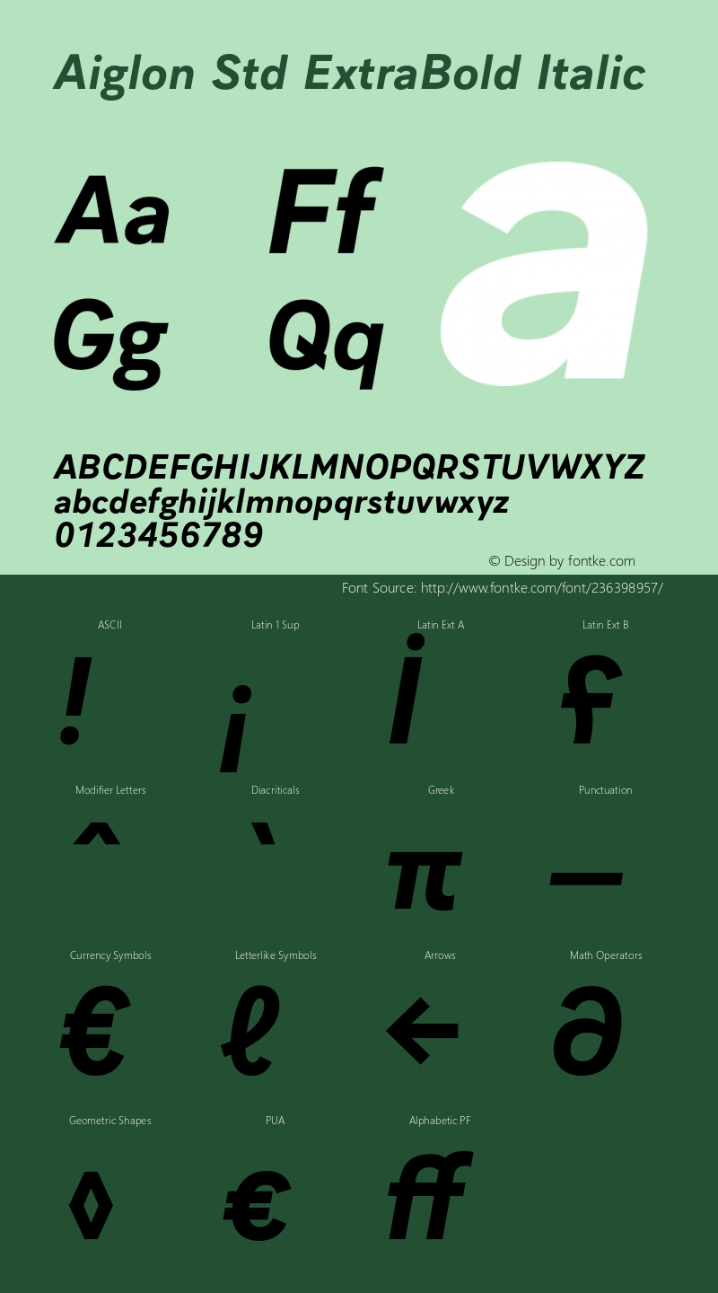 Aiglon Std ExtraBold Italic Version 1.0图片样张
