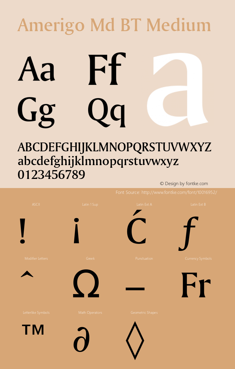 Amerigo Md BT Medium mfgpctt-v4.4 Jan 4 1999 Font Sample