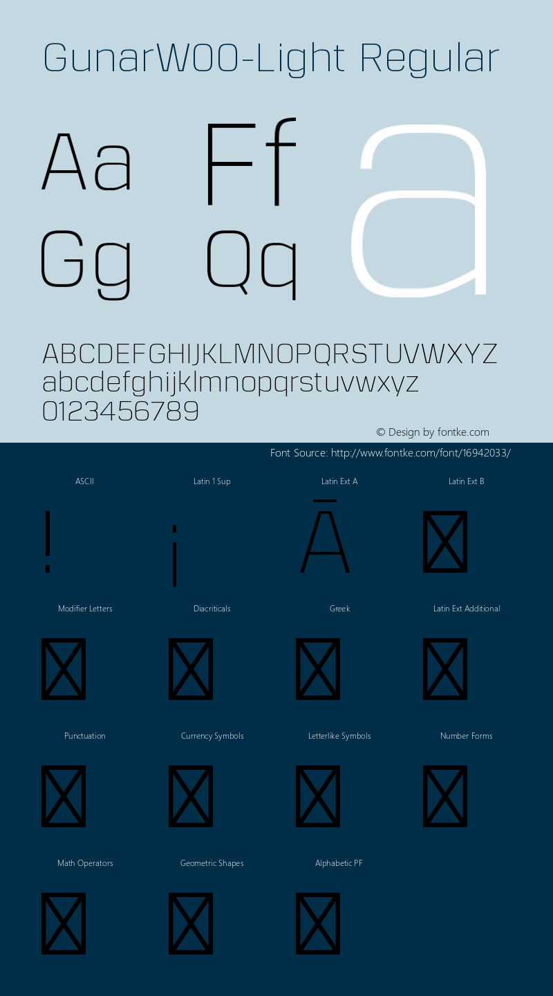 GunarW00-Light Regular Version 1.00 Font Sample