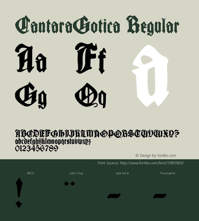 CantaraGotica Regular 1.0 2002-12-14 Font Sample
