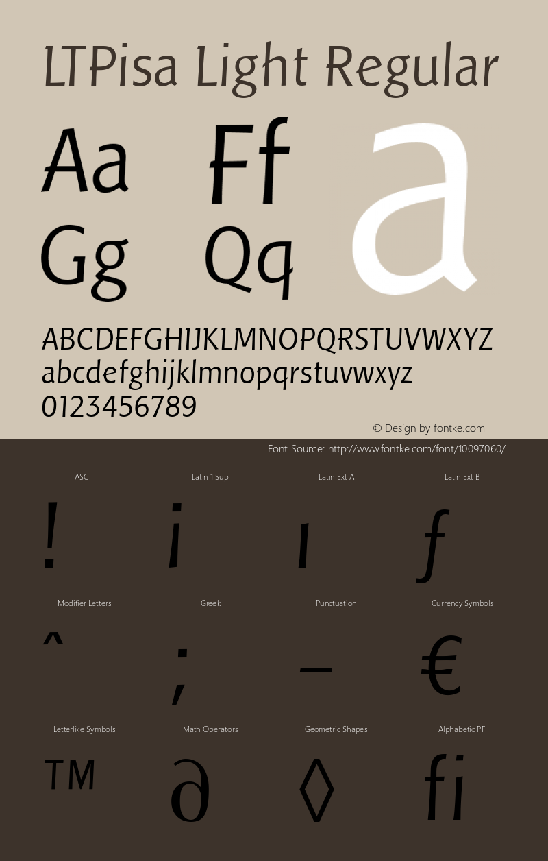 LTPisa Light Regular Version 2.0 Font Sample