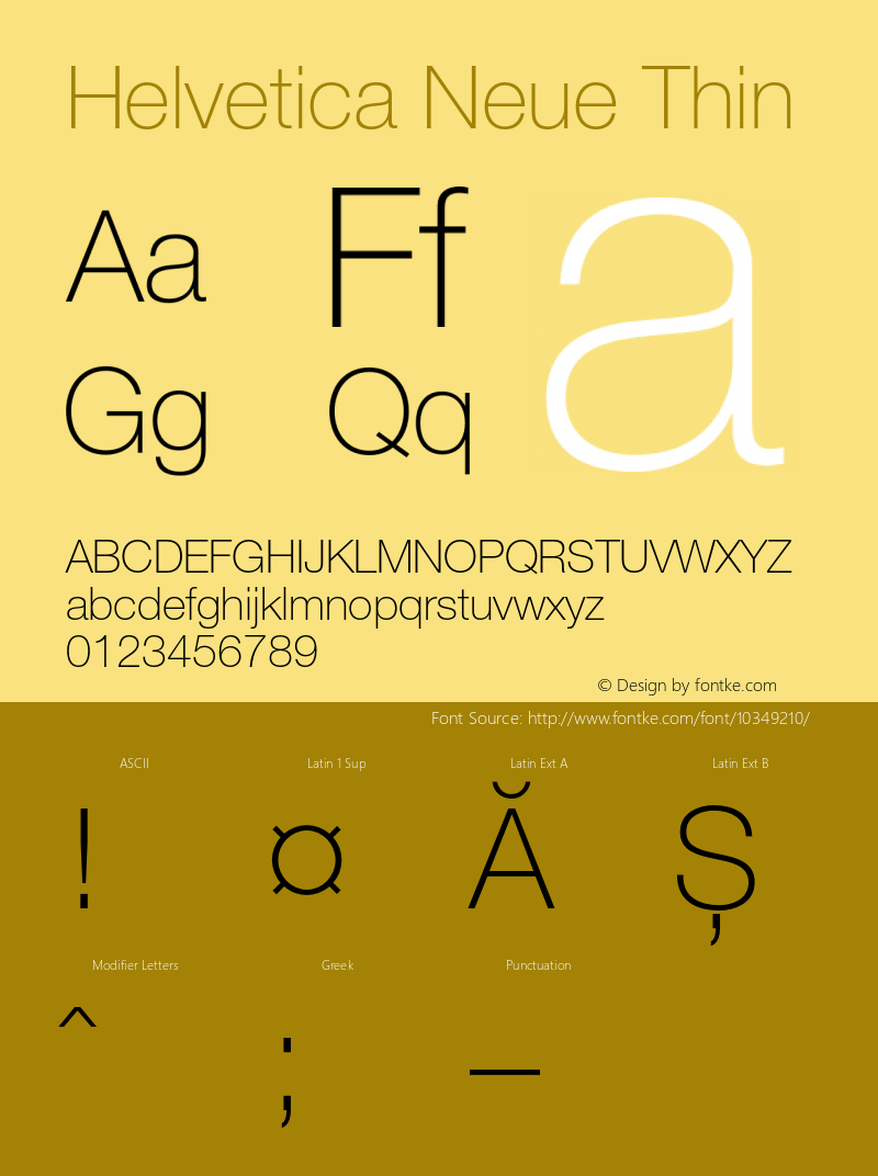 Helvetica Neue Thin 001.000 Font Sample