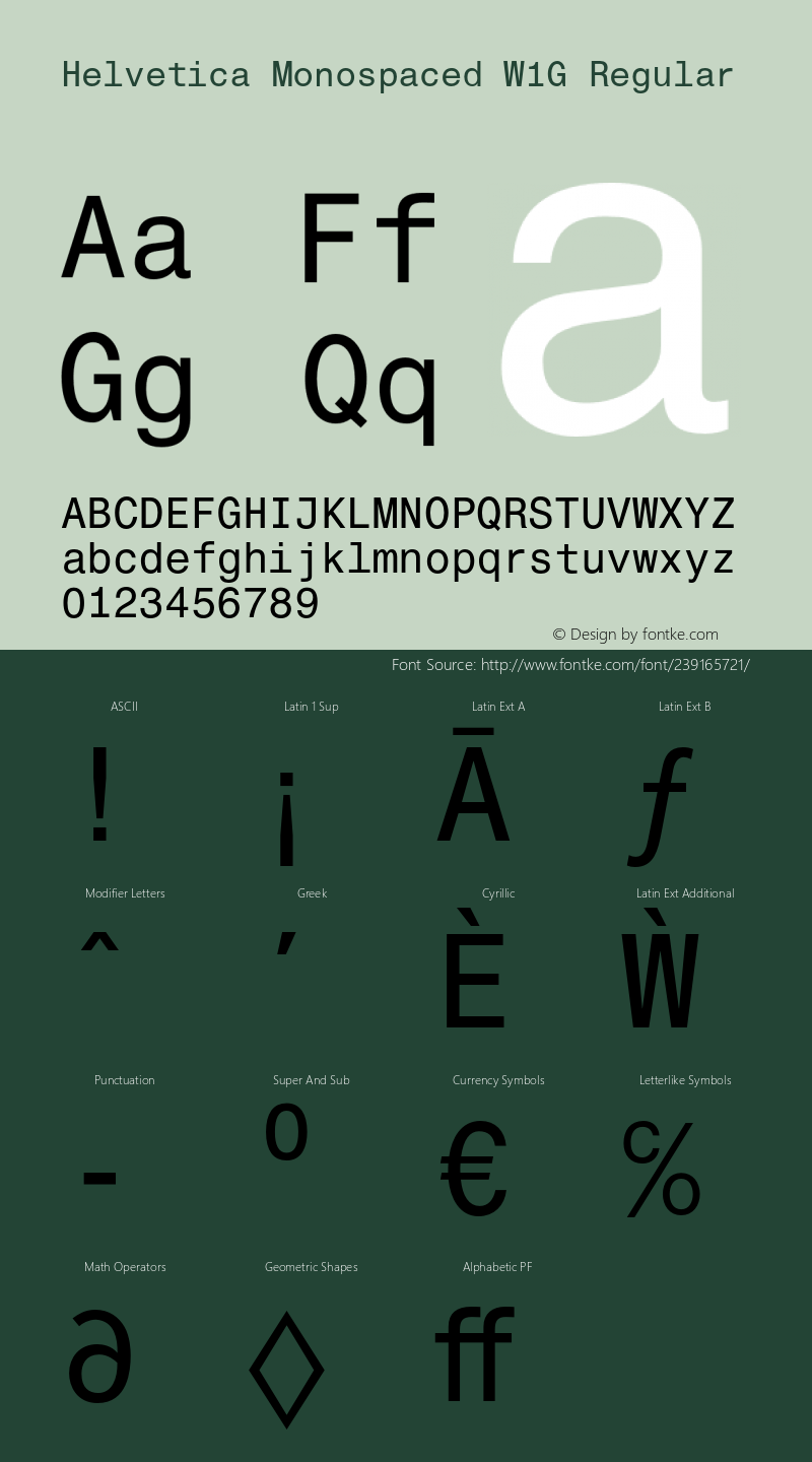 HelveticaMonospacedW1G-Rg Version 1.00图片样张