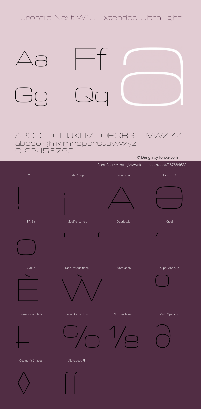 Eurostile Next W1G Ext UltLt Version 1.00 Font Sample