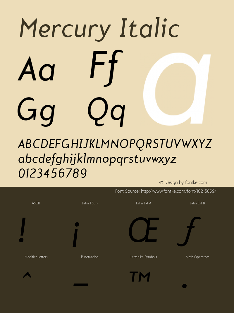 Mercury Italic Version 1.00 Font Sample