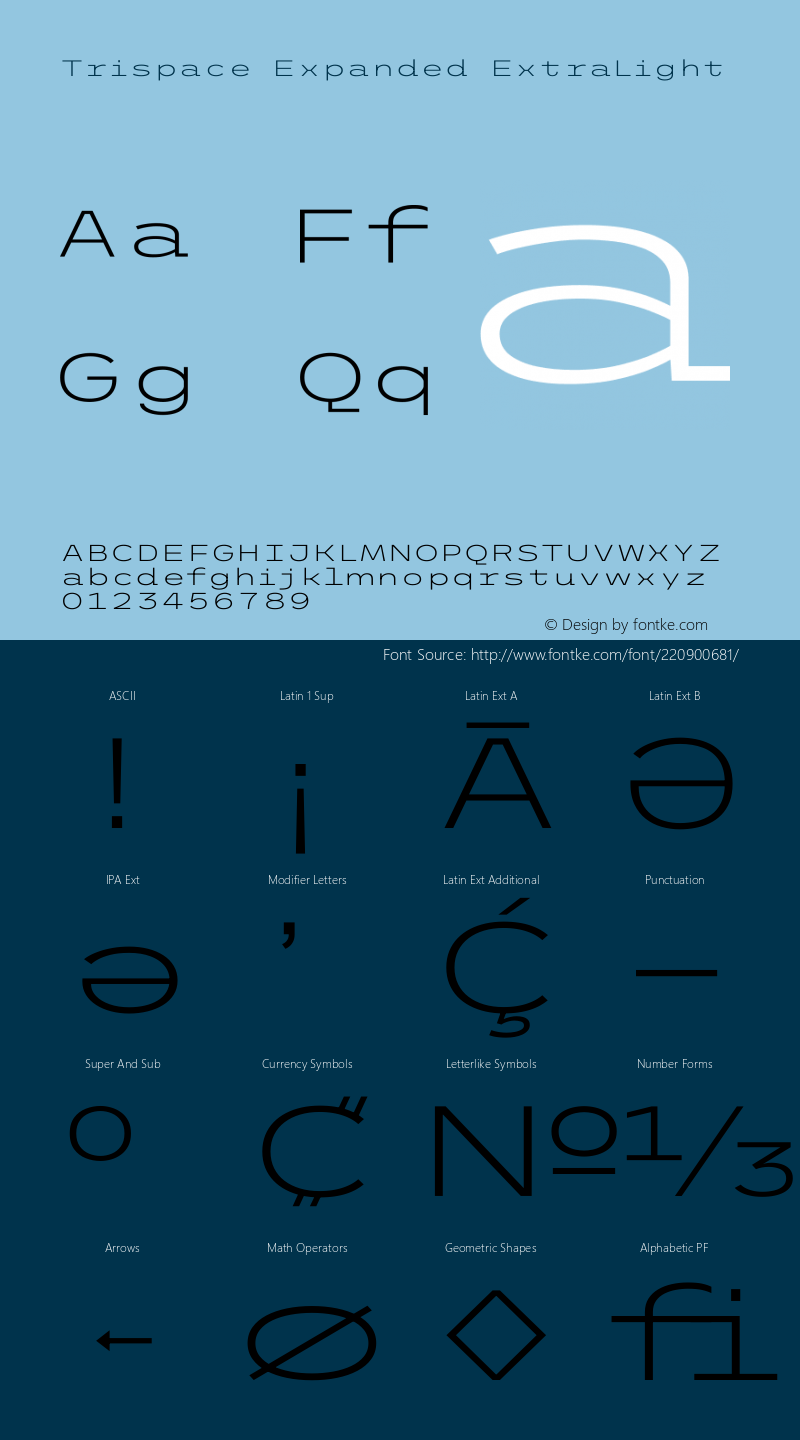 Trispace Expanded ExtraLight Version 1.210图片样张