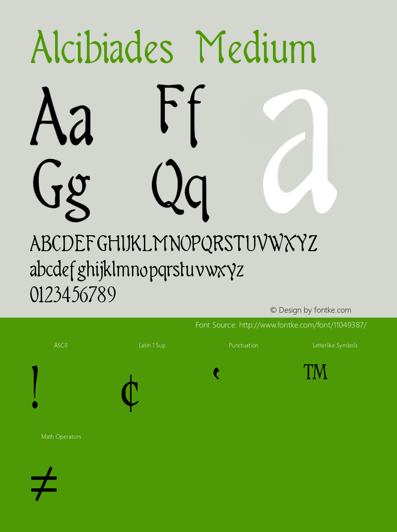 Alcibiades Medium Version 001.000 Font Sample