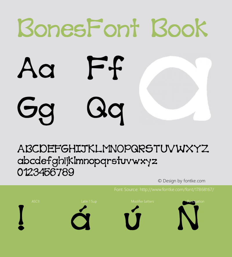 BonesFont Book Version 1.0 Font Sample