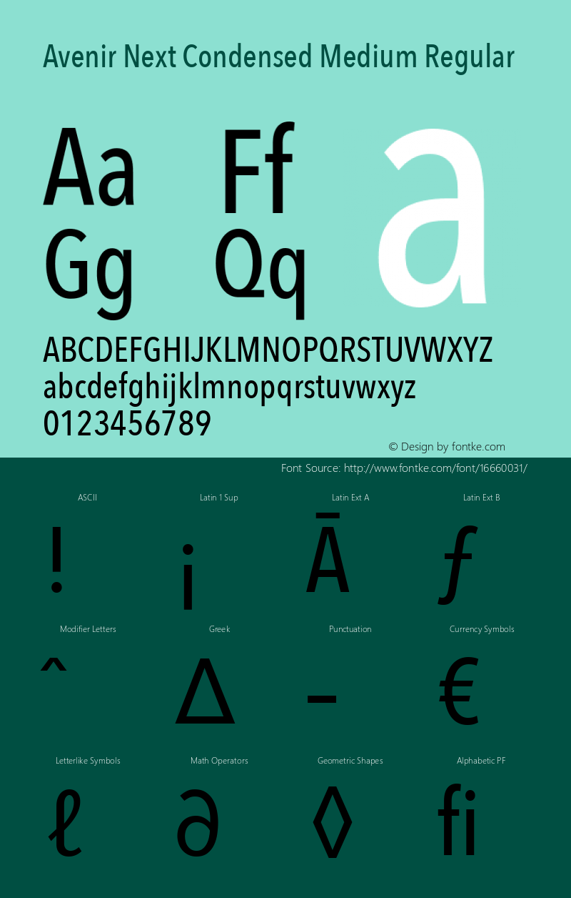 Avenir Next Condensed Medium Regular 8.0d2e1 Font Sample