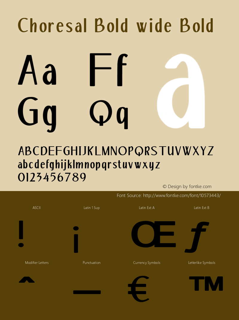 Choresal Bold wide Bold Version 1.000 Font Sample