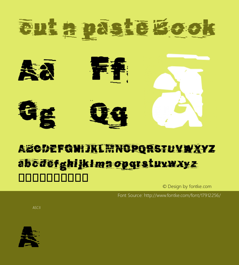 cut n paste Book Version 1.50 Font Sample
