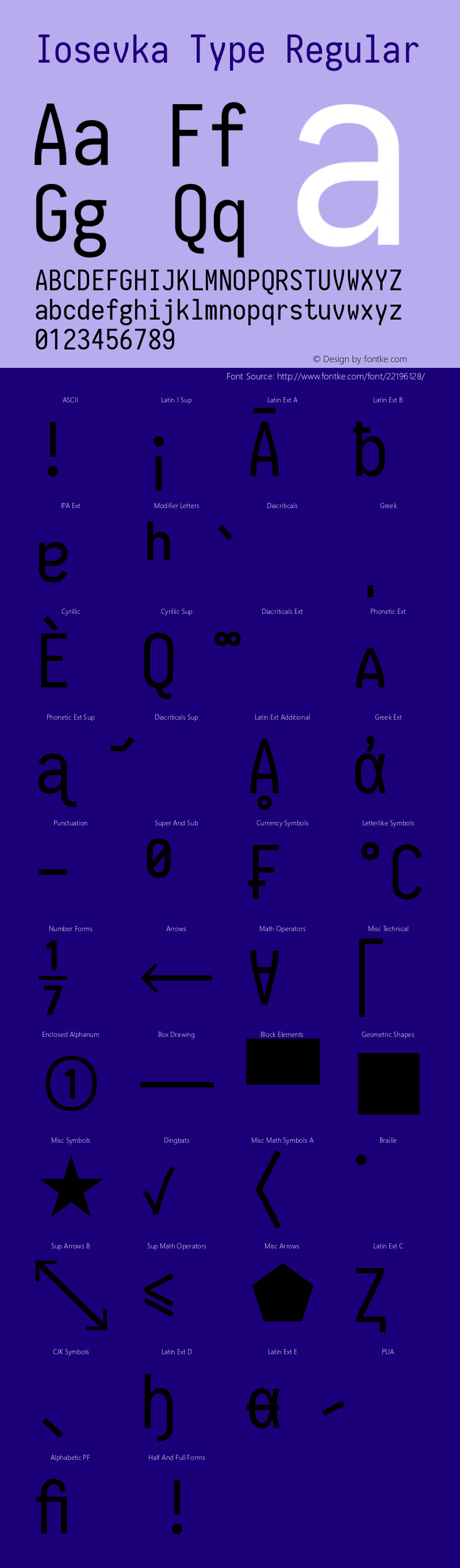 Iosevka Type 1.13.1; ttfautohint (v1.6) Font Sample