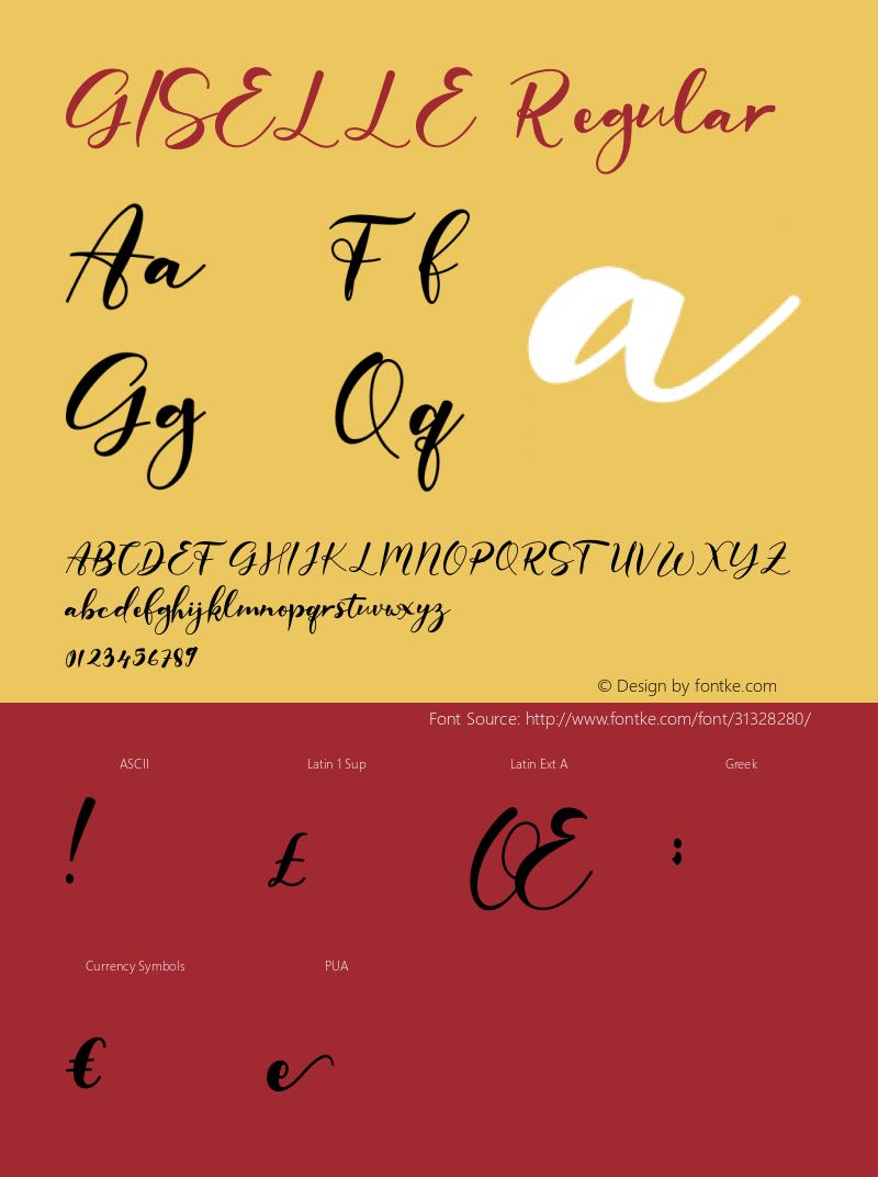 GISELLE Version 1.00;May 28, 2019;FontCreator 11.5.0.2430 64-bit Font Sample