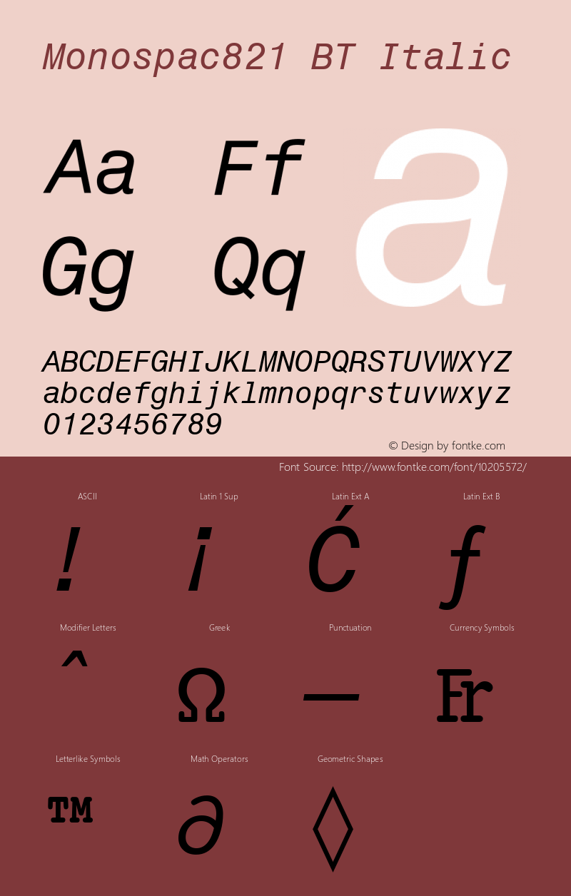 Monospac821 BT Italic mfgpctt-v1.53 Wednesday, January 27, 1993 2:50:54 pm (EST) Font Sample