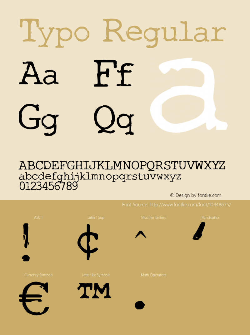 Typo Regular Version 1.00 September 11, 2012, initial release Font Sample