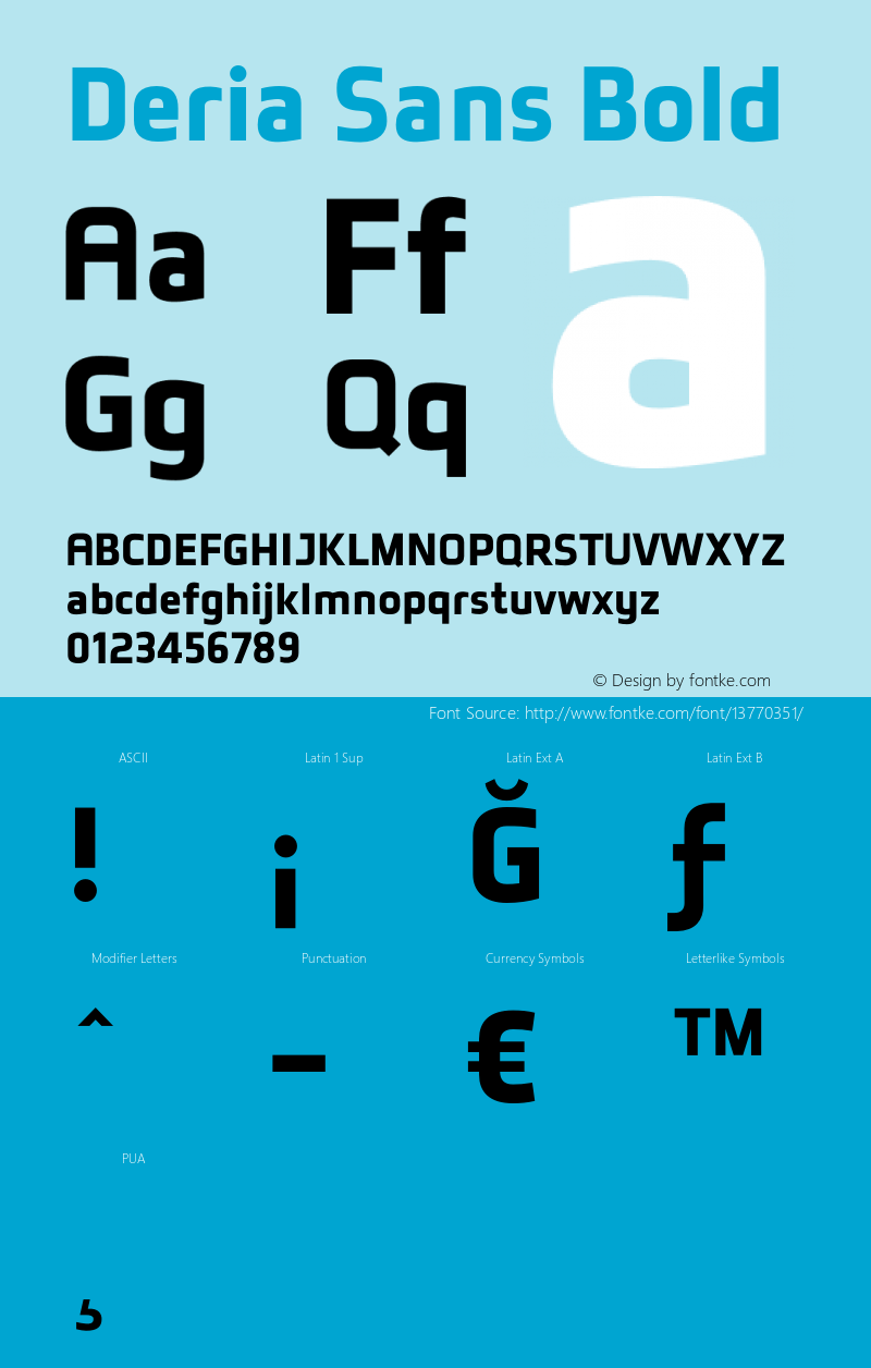 Deria Sans Bold Version 1.000 2011 initial release Font Sample