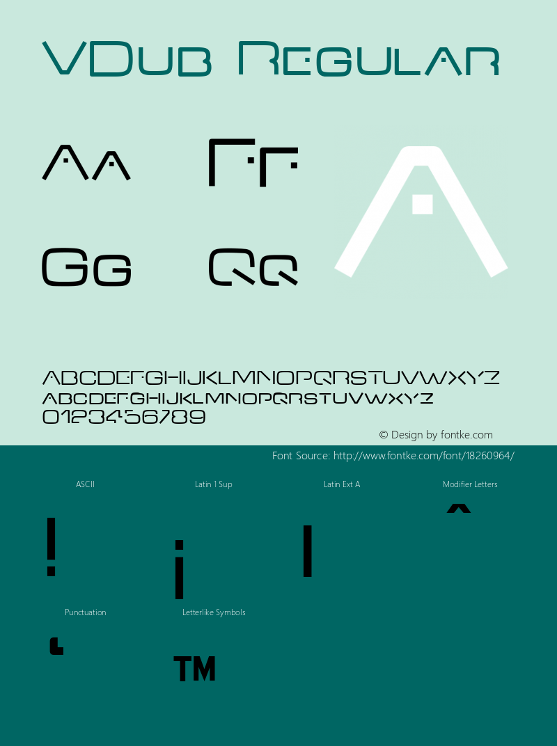 VDub Regular Version 2.100 2004 Font Sample