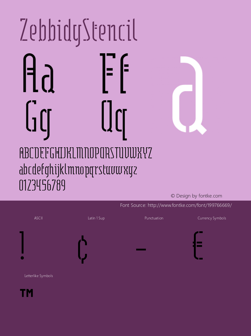 ☞ZebbidyStencil Version 1.000; ttfautohint (v1.5);com.myfonts.easy.phatphonts.zebbidy-stencil.regular.wfkit2.version.2G96图片样张