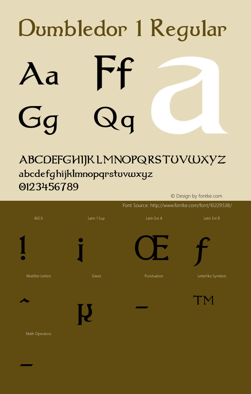 Dumbledor 1 Regular 1.01 Font Sample