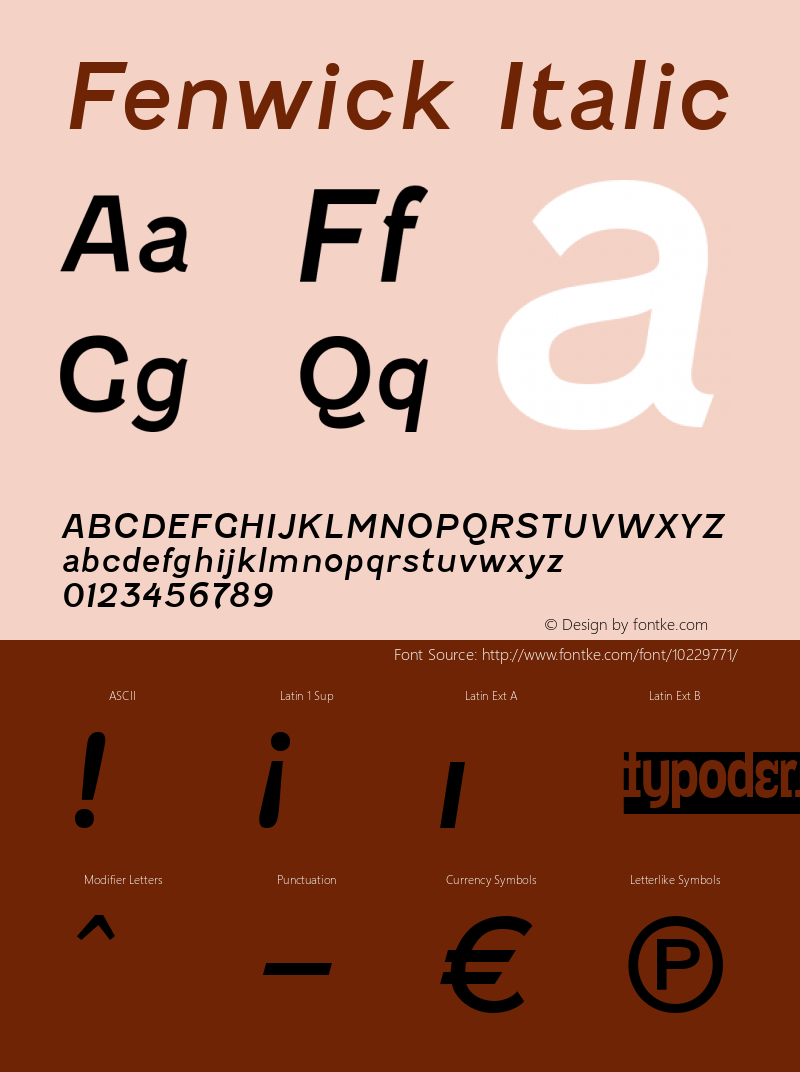 Fenwick Italic Version 3.000 Font Sample