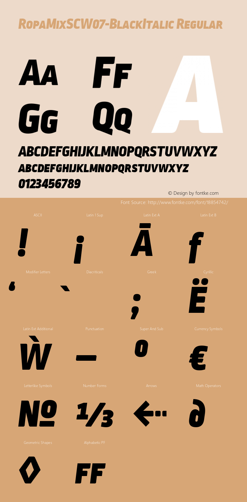 RopaMixSCW07-BlackItalic Regular Version 1.10 Font Sample