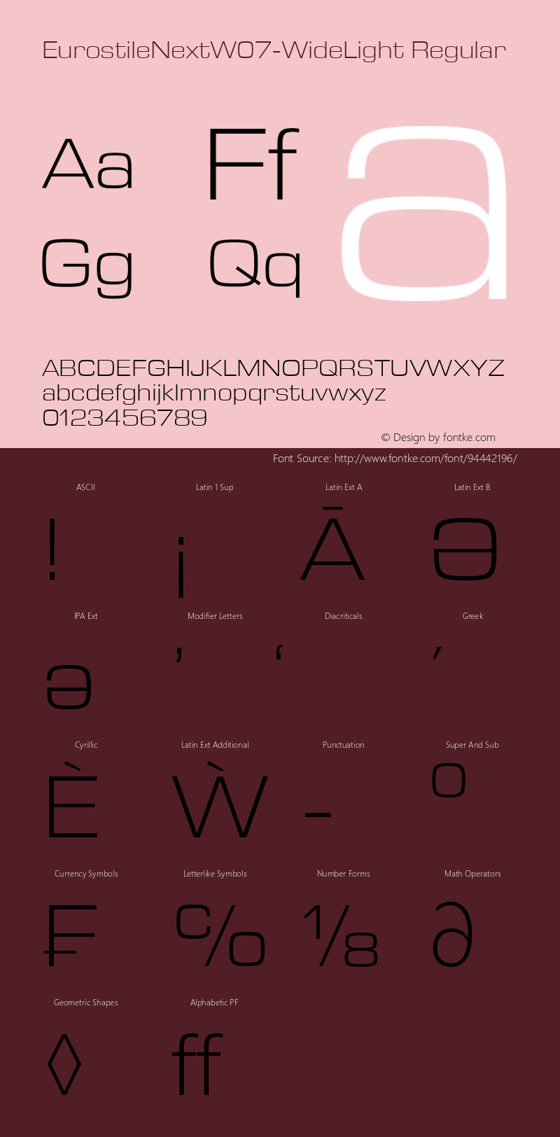 Eurostile Next W07 Wide Light Version 1.00 Font Sample