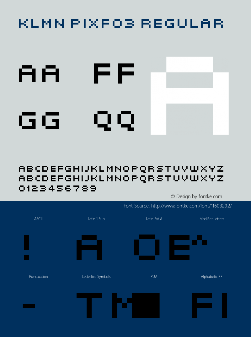 KLMN PixF03 Regular Version 1.2 29.12.2003 Font Sample