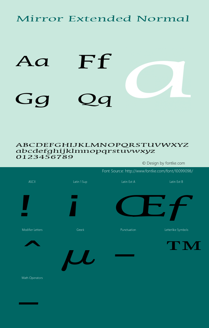 Mirror Extended Normal Altsys Fontographer 4.1 1/8/95 Font Sample