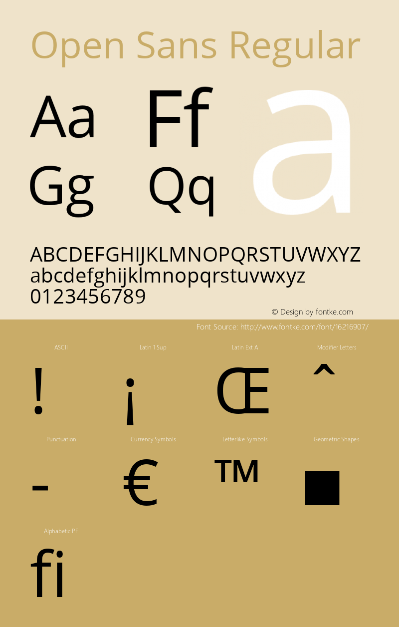 Open Sans Regular Version 1.10 Font Sample