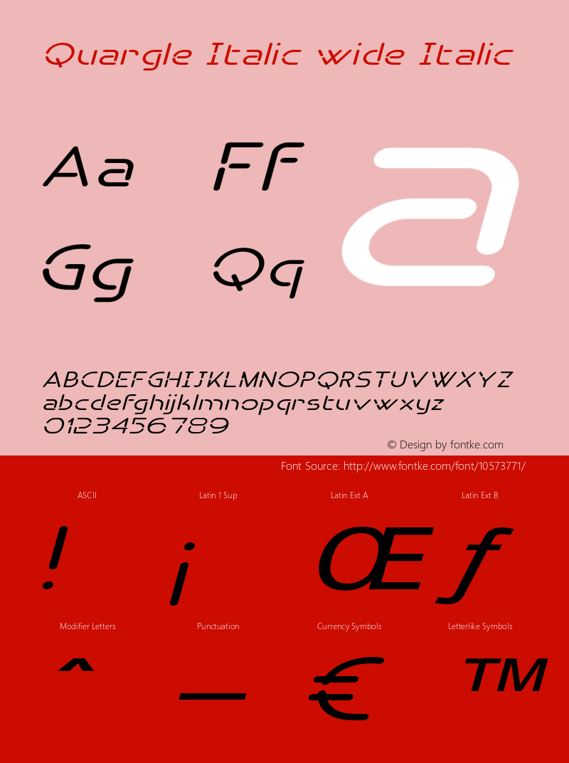 Quargle Italic wide Italic Version 1.000 Font Sample