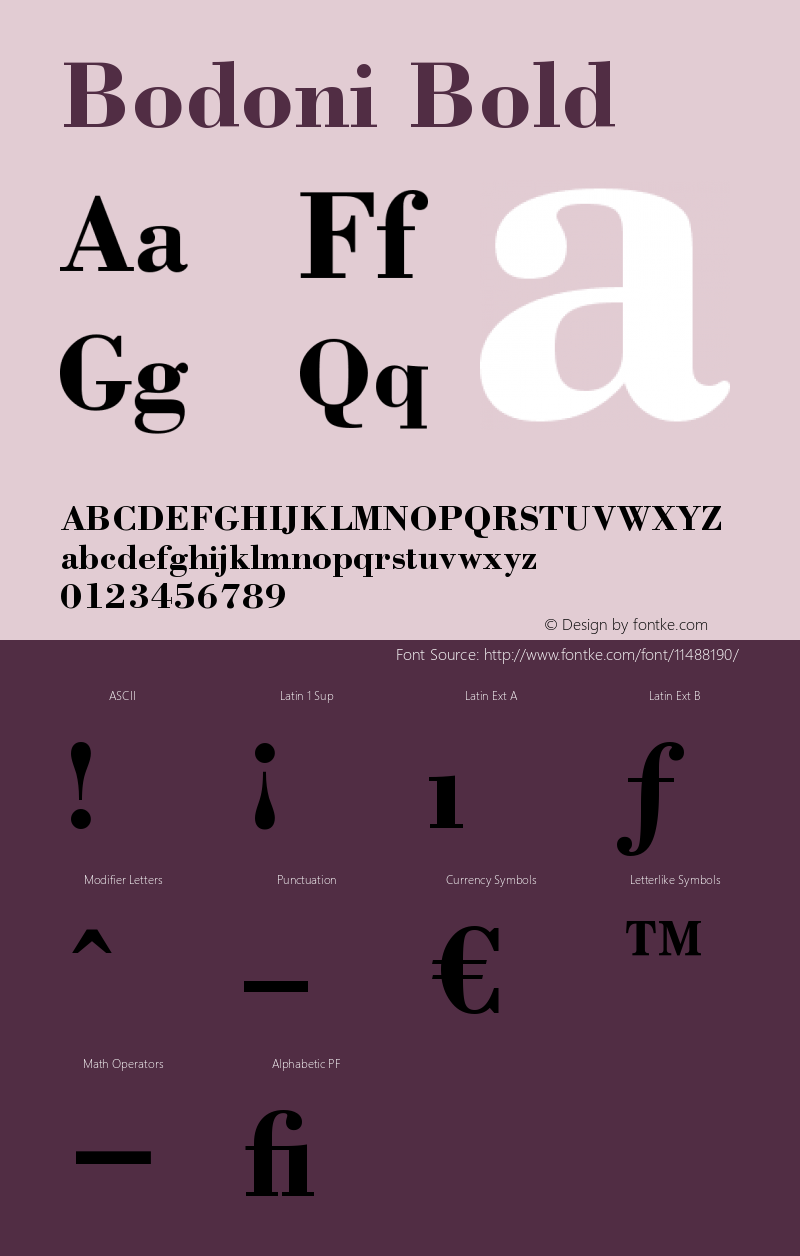 Bodoni Bold Version 003.001 Font Sample