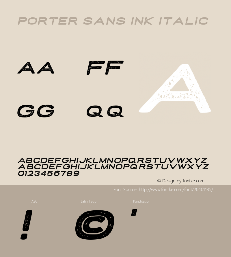 PorterSansInk-Italic Version 1.000 Font Sample