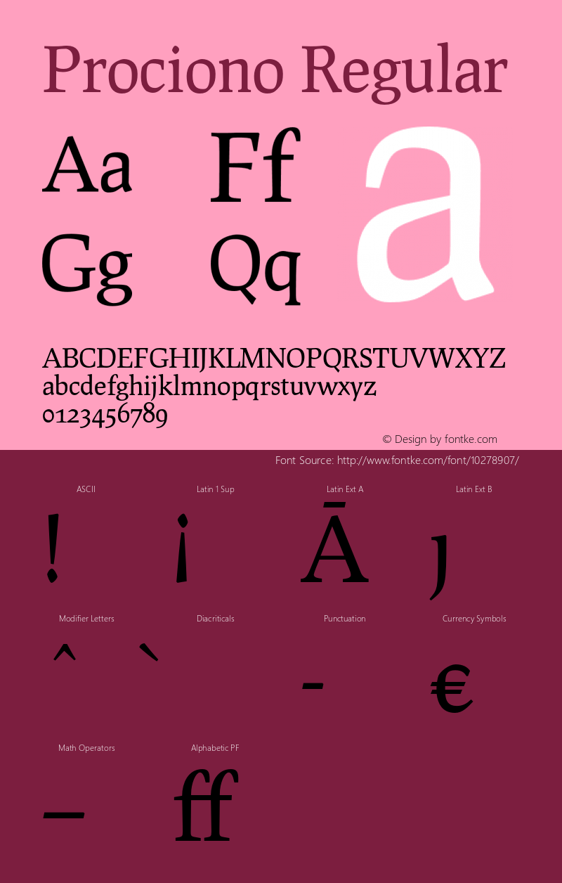 Prociono Regular Version 2.3 Font Sample