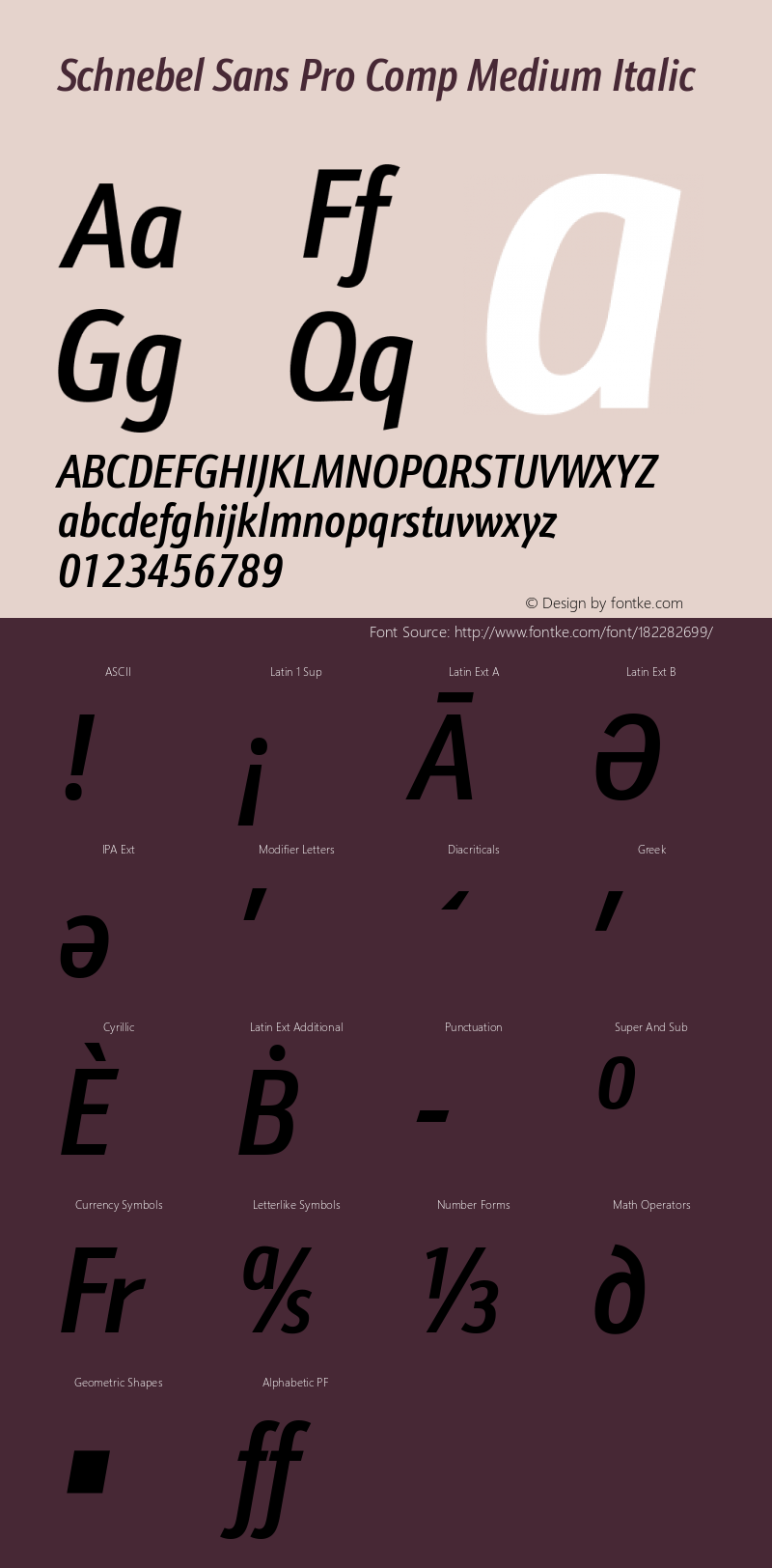 Schnebel Sans Pro Comp Medium Italic Version 1.00图片样张