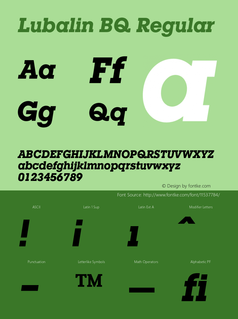 Lubalin BQ Regular 001.000 Font Sample