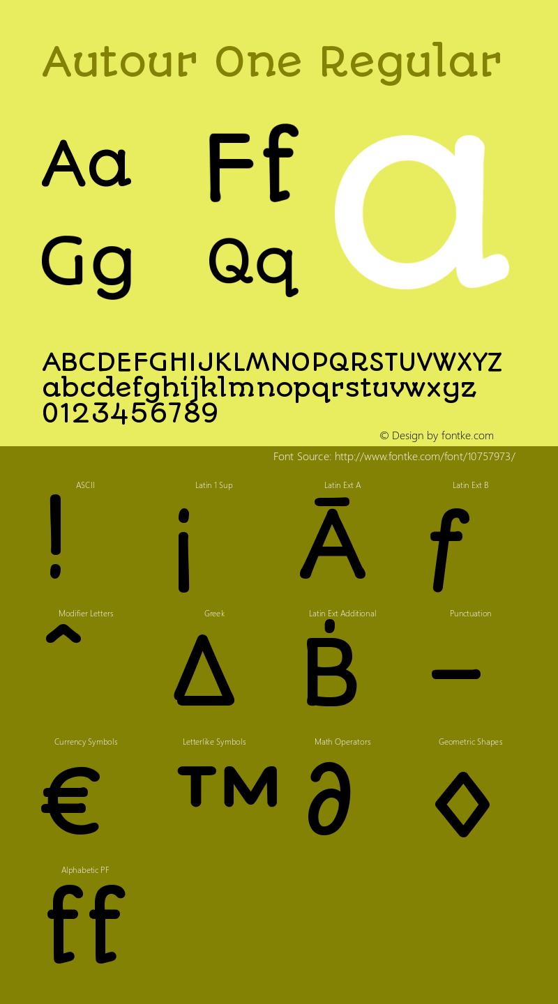 Autour One Regular Version 1.002 Font Sample