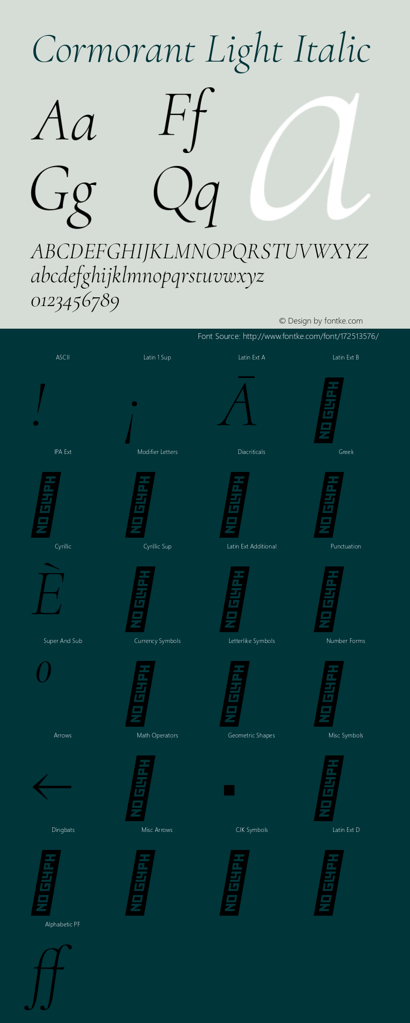 Cormorant Light Italic Version 3.614;FEAKit 1.0图片样张