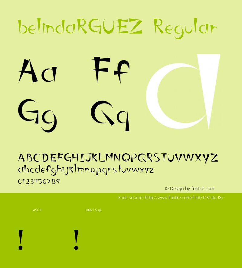 belindaRGUEZ Regular Version 1.000 Font Sample