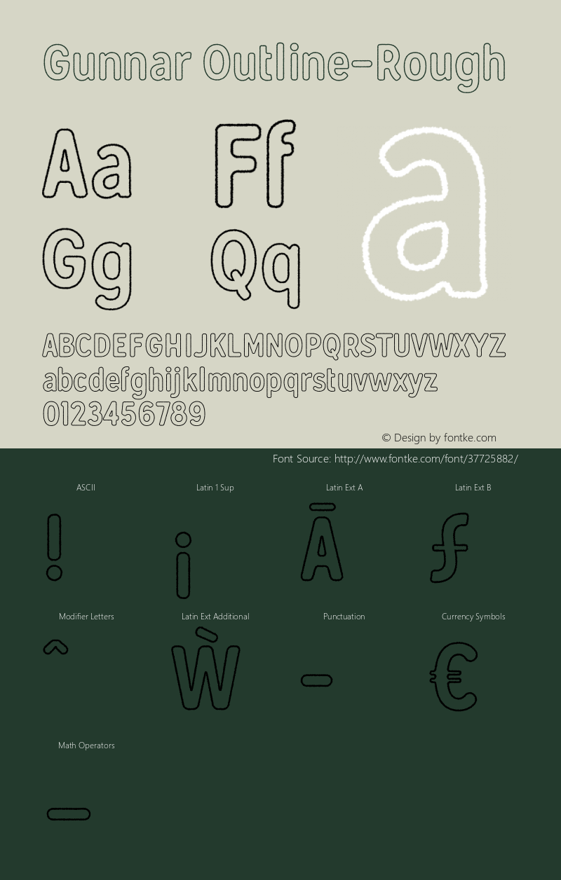 Gunnar-Outline-Rough Version 1.003 Font Sample