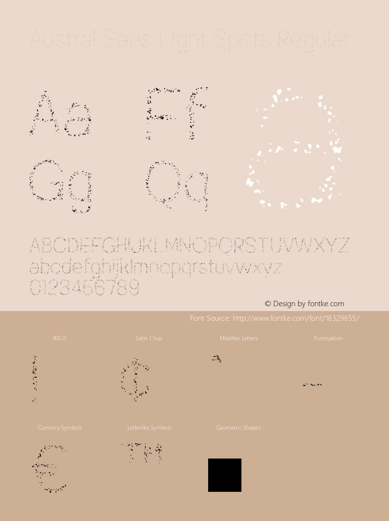 Austral Sans Light Spots Regular Version 1.000 Font Sample