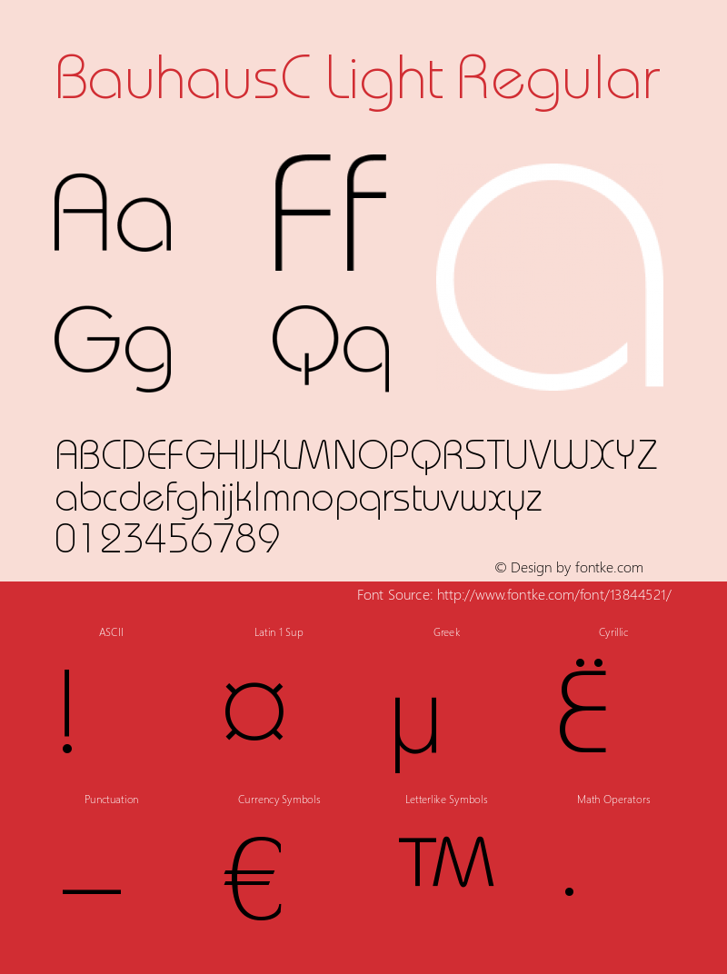 BauhausC Light Regular OTF 1.0;PS 001.000;Core 116;AOCW 1.0 161 Font Sample