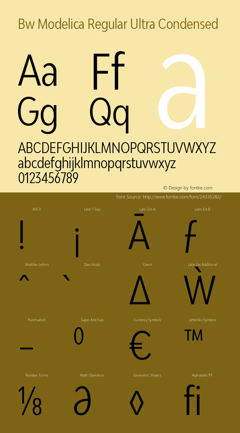 Bw Modelica Regular Ultra Condensed Version 2.000;PS 002.000;hotconv 1.0.88;makeotf.lib2.5.64775 Font Sample